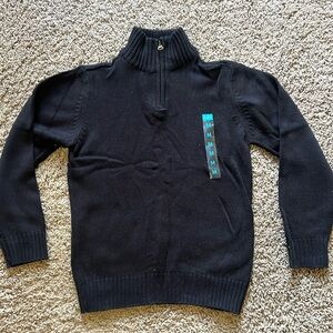 NEW boys high neck quarter zip sweater black size 7/8